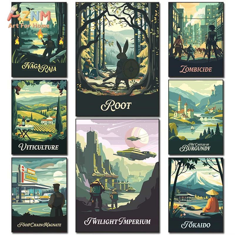 Board Game Print - Poster su Tela Senza Cornice AZNM,