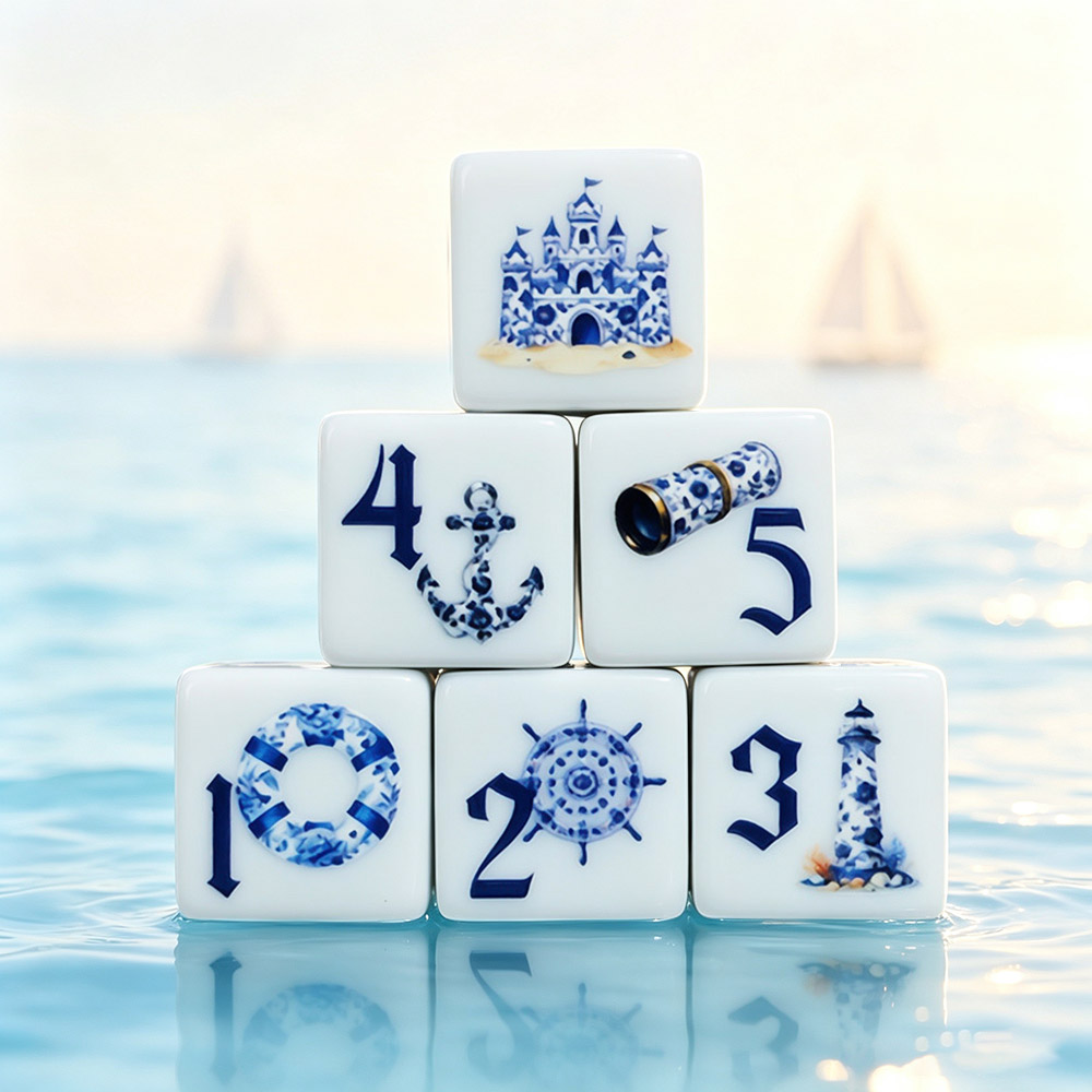 Board Game Print - Set di 12 Dadi Acrilici Blu